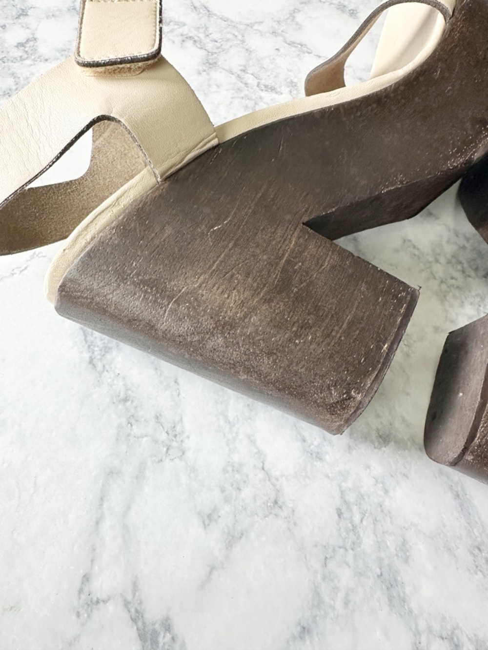 Stella McCartney Beige Chunky Wooden Platform Sandals - Picture 9 of 12